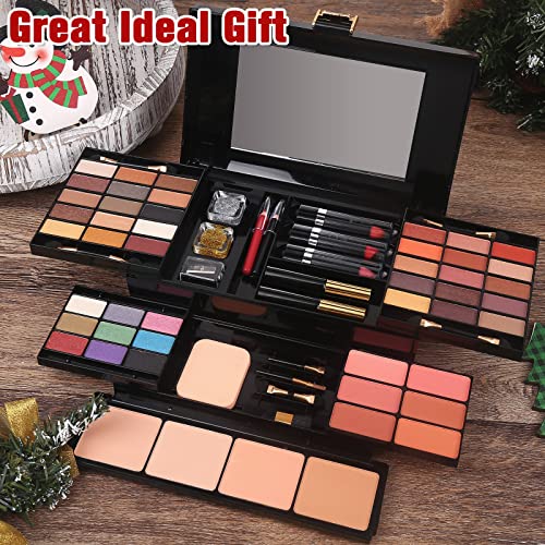 Professional Makeup Kit for Women Full Kit with Mirror 58 Colors All in One Make up Gift Set for Girls Included Eyeshadow,Compact Powder,Blusher,Lipstick,Eyebrow Pencil,Gitter Gel,Eyeliner,Mascara (N)