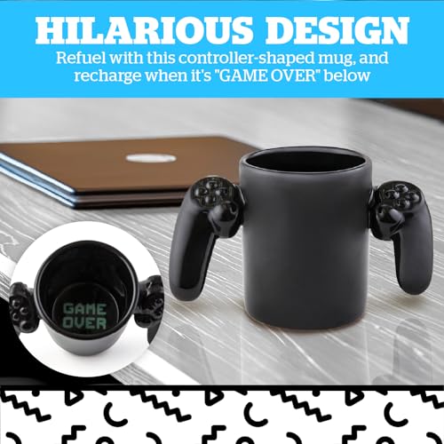 BigMouth Inc. Game Over Ceramic Coffee Mug, Video Game Controller Handle Cup, Gamer Gift, Holds 14 Ounces