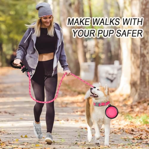 BARKBAY Dog Leashes for Large Dogs Heavy Duty Dog Leash 4/5/6 FT with Comfortable Padded Handle and Highly Reflective Threads for Medium Large Dogs Walking Training Running (5FT-1/2'',Pink)