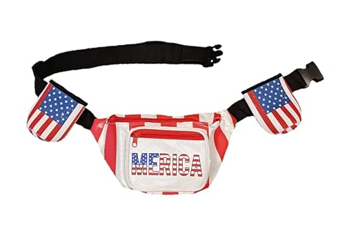 HandinHandCreations USA Merica Beverage Belt Fanny Pack Holster All American Classic Costume 4th of July