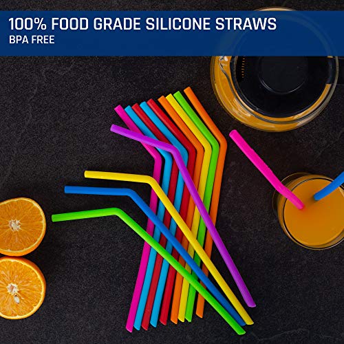 15 FITS ALL TUMBLERS STRAWS - Reusable Silicone Straws for 30 and 20 oz Yeti - Flexible Easy to Clean + 2 Cleaning Brushes - BPA Free, No Rubber Taste Drinking - Best Value for Money Pack