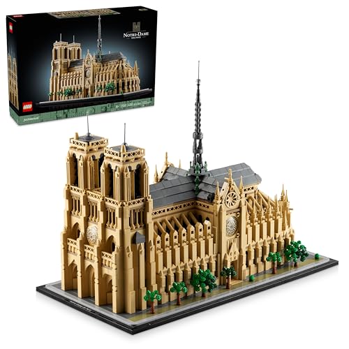 LEGO Architecture Notre-Dame de Paris Replica, Architectural Model Kit, Collectible Building Set for Adults, Build and Display Souvenir, Gift Idea for Lovers of History, Travel and Art, 21061