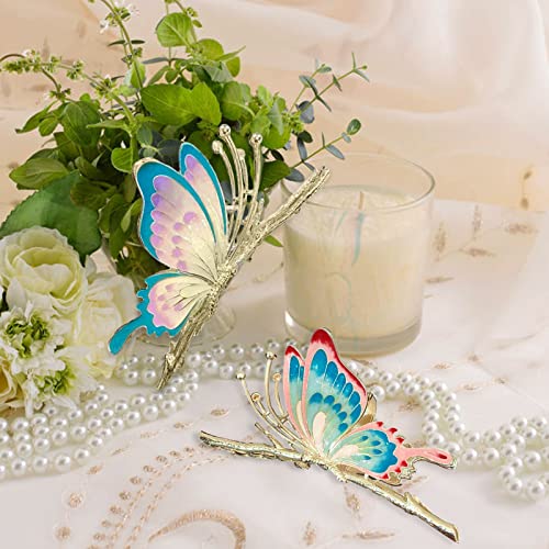 Large Non-Slip Metal Sparkly Butterfly Hair Jaw Clips for Women - Strong Hold Cute Hair Claws, Headwear Gifts (2Pcs)