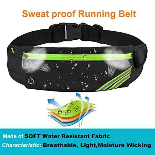 Slim Running Belt Fanny Pack,Waist Pack Bag for Hiking Cycling Workout,Reflective Runners Belt Jogging Pocket Belt,Travelling Money Phone Holder for Running