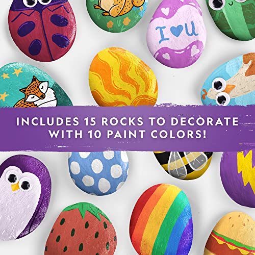 NATIONAL GEOGRAPHIC Rock Painting Kit - Arts and Crafts Kit for Kids, Paint & Decorate 15 River Rocks with 10 Paint Colors & More Art Supplies, Outdoor Toys for Girls and Boys (Amazon Exclusive)