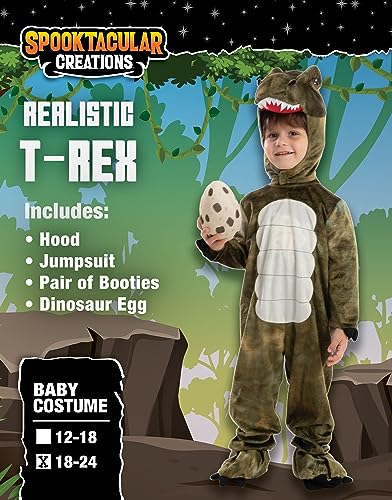 Spooktacular Creations Realistic T-rex Gray Dinosaur Costume for Child Halloween Dress up Party, Dinosaur Themed Party (3T (3-4 yrs))