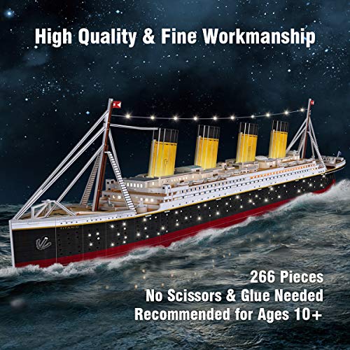 CubicFun 3D Puzzles for Adults - LED Titanic 35'' Large Ship - New Home Desk Decor - House Warming, Wedding, Anniversary, Valentines Day Teacher Gifts for Him Her