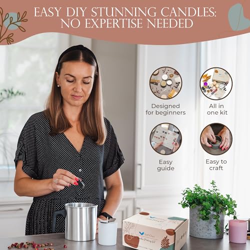 SoftOwl Premium Soy Candle Making Kit - Full Set - Soy Wax, Big 7oz Jars & Tins, 7 Pleasant Scents, Color Dyes & More - Perfect as Home Decorations - DIY Starter Scented Candles Making Kit