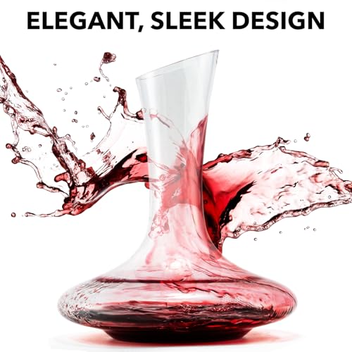 Le Chateau Large Elegant Wine Decanter with Aerator - Hand Blown Lead-Free Crystal Glass Wine Carafe, 750ml Red Wine Decanter, Wine Aerator Accessory for Wine Lovers