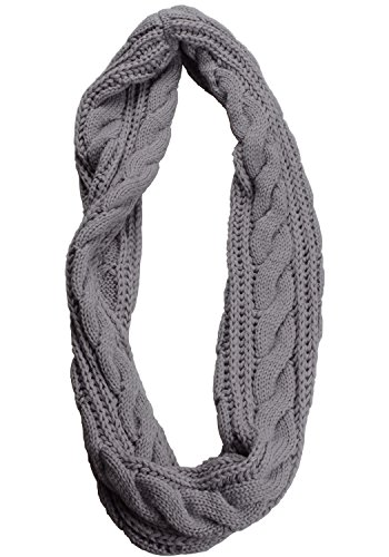 NEOSAN Womens Thick Ribbed Knit Winter Infinity Circle Loop Scarf Twist Grey