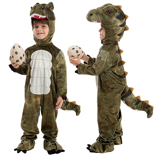 Spooktacular Creations Realistic T-rex Gray Dinosaur Costume for Child Halloween Dress up Party, Dinosaur Themed Party (3T (3-4 yrs))