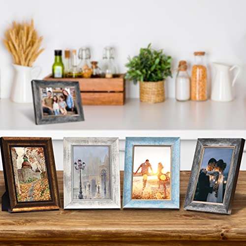 XUANLUO 5x7 Picture Frames Set of 4 Rustic Retro Photo Frame with Plexiglass Wall Mount and Tabletop Display Family Friends Wedding Gift