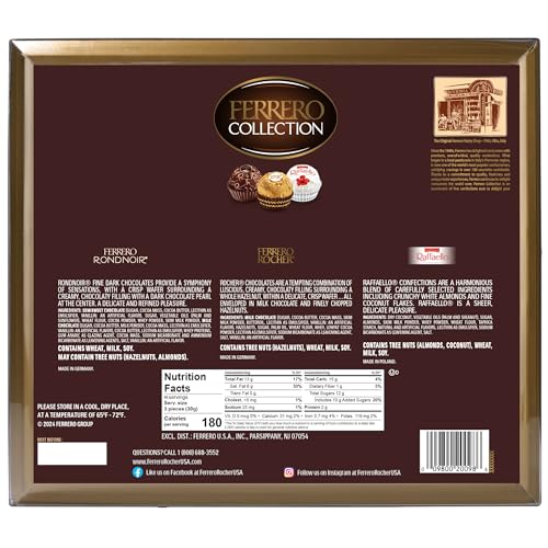 Ferrero Collection, 48 Count, Premium Gourmet Assorted Hazelnut Milk Chocolate, Dark Chocolate and Coconut, 18.2 oz