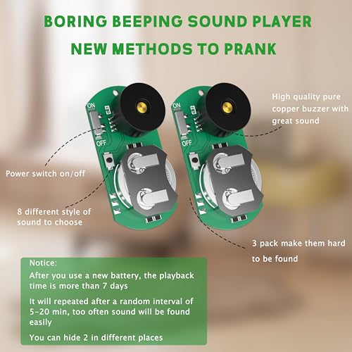 3 Pack Mini Hidden Noise Maker - Prank Noisemaker - Beeping Noise Mechine Pranks for Adults - April Fool's Day Practical Joke, Gag Gifts, Small Size Prank at Home, Office (Upgraded Version)