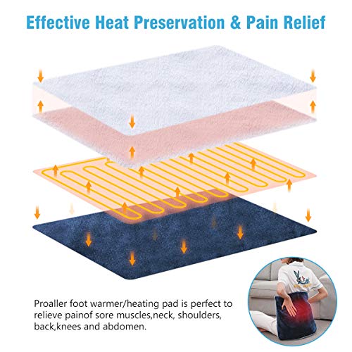 Electric Heated Foot Warmer Soft Flannel Foot Heater with 2h Auto Off & 3 Heat Levels Full Body Use Heating Pad for Feet, Abdomen, Cramps, Pain Relief Pocket Design 16" x 22"