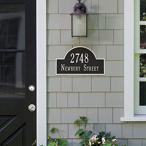 Whitehall™ Personalized Cast Metal Address Plaque with Arch Top. Made in the USA. BEWARE OF IMPORT IMITATIONS. Display Your Address and Street Name. Custom House Number Sign. Wall Mounted Sign.