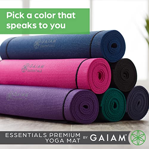 Gaiam Essentials Premium Yoga Mat With Carrier Sling (72 InchL X 24 InchW X 1/4 Inch Thick)