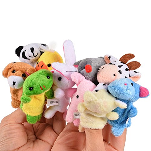 Acekid 10pcs Soft Plush Animal Finger Puppets Set Baby Story Time Velvet Animal Style for Toddlers