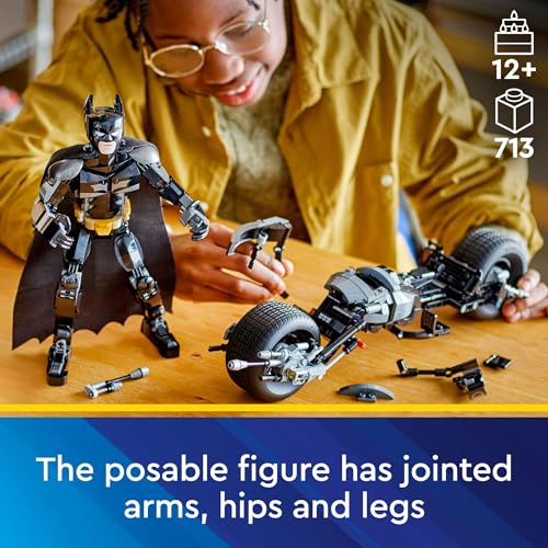 LEGO DC Batman: Batman Construction Figure & The Bat-Pod Bike, The Dark Knight Action Figure and Batman Motorcycle, Super Hero Toys, Kids’ Adventure Playset, Gift for Boys and Girls, 76273