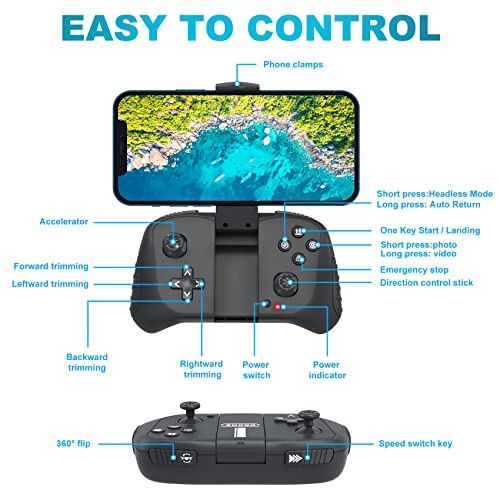 Drone with 1080P Camera for Beginners and Kids, Foldable Remote Control Quadcopter with Voice Control, Gestures Selfie, Altitude Hold, One Key Start, 3D Flips, 2 Batteries, Toy for Boys Girls