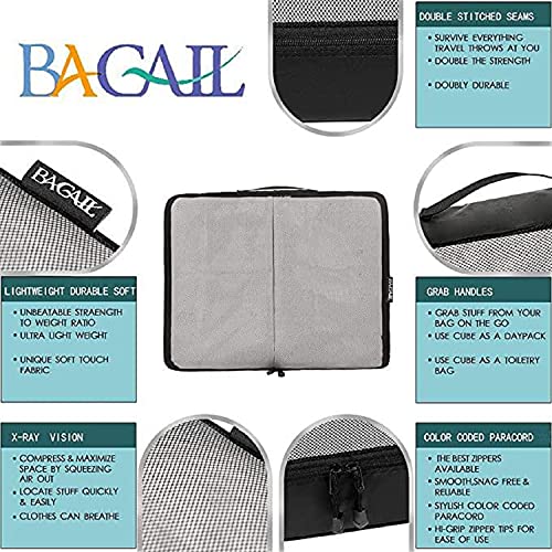 BAGAIL 6 Set Packing Cubes,Travel Luggage Packing Organizers(5set+Laundry bag Black)