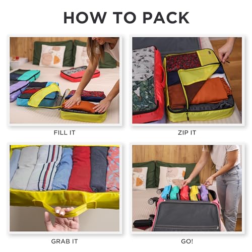 Large Packing Cubes for Travel - 5pc Packing Cubes for Suitcases - Lightweight Luggage Organizer Bags