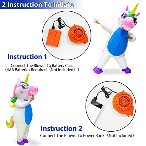 Camlinbo Halloween Inflatable Unicorn Costume for Adults Kids Full Body Blow up Halloween Costumes Party Cosplay