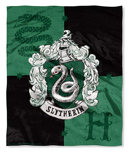 Harry Potter Slytherin House Crest Silk Touch Throw 50" x 60"- Slytherin