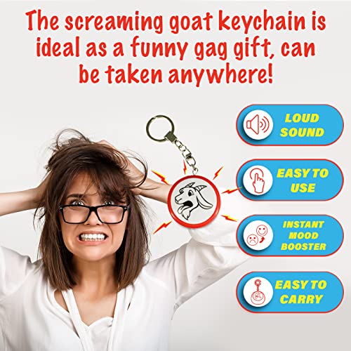 Screaming Goat Button Keychain | Gag Gifts for Men and Women | Screaming Goat Desk Toy Talking Button with a Funny Goat Scream | The Original Goat Scream