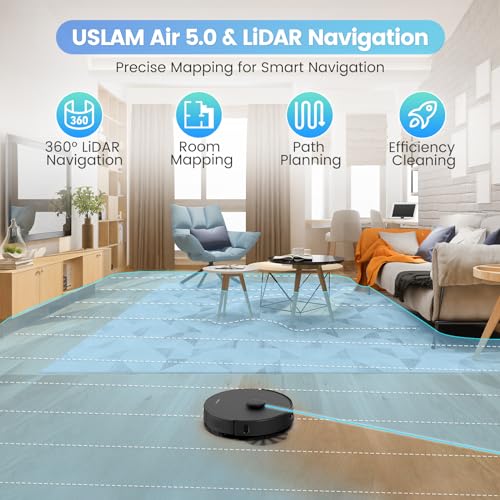 AIRROBO Robot Vacuum and Mop Combo, Self-Emptying, 60-Day Capacity, Home Mapping, Schedule, Wi-Fi/App/Alexa/Remote, 180mins Runtime, T20+ Robotic Vacuum Cleaner for Pet, Hard Floors, Carpet