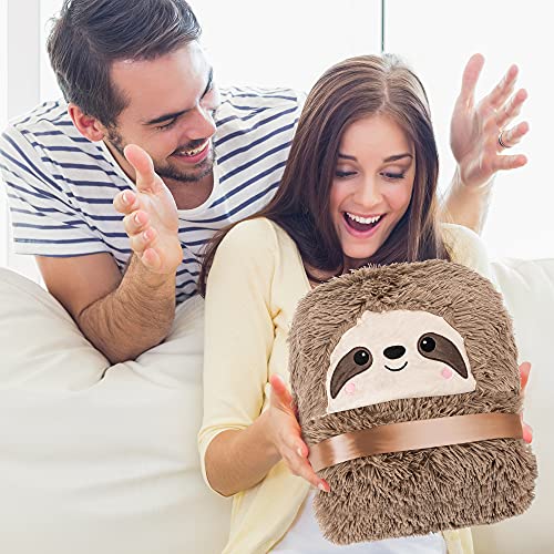 Sloth Wearable Hooded Blanket for Adults - Fluffy Super Soft Shaggy Faux Fur, Fuzzy Warm Cozy Plush Furry Fleece & Sherpa Hoodie Throw Cloak Wrap - Sloth Gifts for Women Adults and Kids