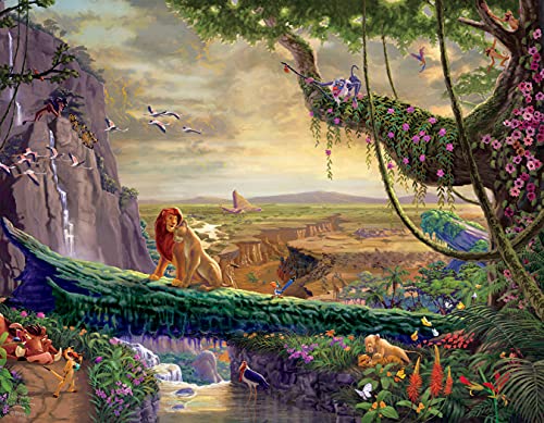 Ceaco - 4 in 1 Multipack - Thomas Kinkade - Disney Dreams Collection - Cinderella, The Lion King, Mickey and Minnie, & The Little Mermaid - (4) 500 Piece Jigsaw Puzzles , Blue