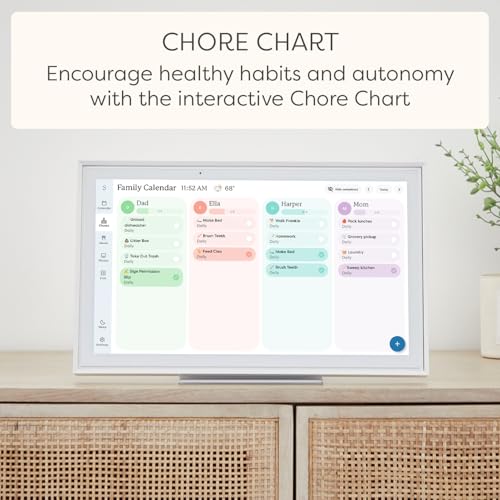 Skylight Calendar: 15 inch Digital Calendar & Chore Chart, Smart Touchscreen Interactive Display for Family Schedules - Wall Mount Included