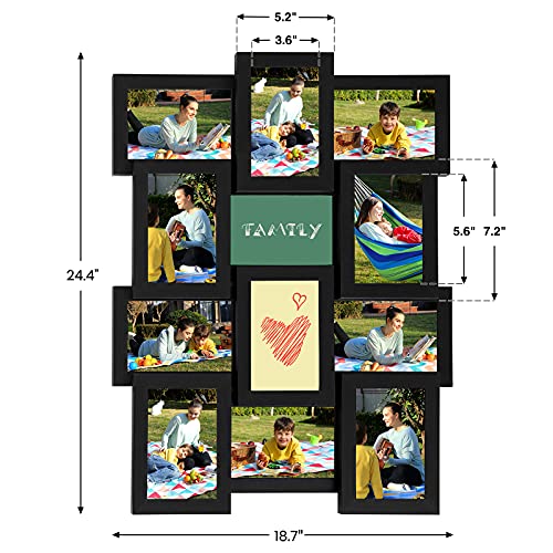 SONGMICS Collage Picture Frames, 4x6 for Wall Decor Set of 12, Multi Family Photo for Gallery Decor, Hanging Display, Assembly Required, Ink Black