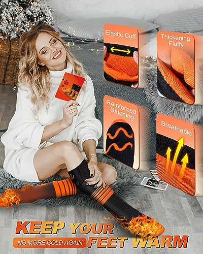 Heated Socks for Men & Women, 5000 mAh Rechargeable Heated Socks 360° Heating, 4 Heat Modes, Battery Powered Machine Washable Winter Thermal Warming Socks Foot Warmer for Hunting Ski Hiking Fishing