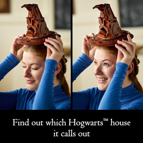 LEGO Harry Potter Talking Sorting Hat, Hogwarts Hat with 31 Randomized Sounds, Harry Potter Building Set for Ages 18 and up, Halloween Themed Gift for Adults, Women & Men, 76429