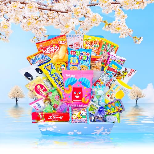 Sakura Box Japanese Snacks & Candy 30 Piece Dagashi Set Gift (Box)