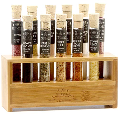 The Spice Lab Gourmet Salt Sampler Collection No. 1 – Grilling Gifts for Men & Women - 11 Pyrex Tubes - All Natural Kosher Salts Gift Set - Salt Samples from Around the World - Premium Cooking Gift