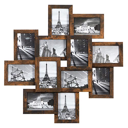 SONGMICS 4x6 Collage Picture Frames, 12-Pack Picture Frames Collage for Wall Decor, Photo Collage Frame, Multi Picture Frame Set with Glass Front, Assembly Required, Rustic Brown