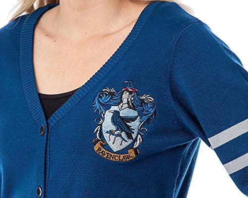 Harry Potter Womens Ravenclaw House Open Front Cardigan Juniors Knit Sweater (XX-Large)