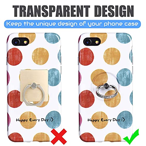 Transparent Phone Ring Holder Grip - EI Sonador Clear Cell Phone Ring Stand Holder Finger Grip Kickstand 360° Rotation, Compatible with Most of Phones, Tablets and Case (2 Silver Diamond)