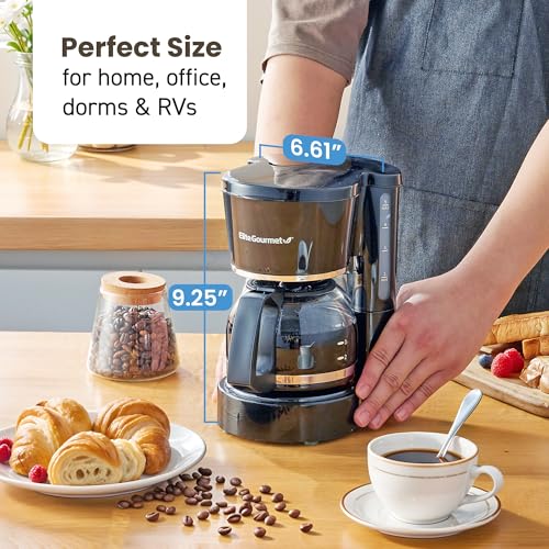 Elite Gourmet EHC-5055 Automatic 5-Cup Brew & Drip Coffee Maker with Pause N Serve Reusable Filter, On/Off Switch, Water Level Indicator