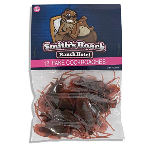 12 x Fake Roaches - Bag of Cockroaches That Look Real - Realistic Plastic Bugs - Hilarious Roach Pranks for Adults and Kids - Shock Your Friends and Family with a Life Like Cockroach