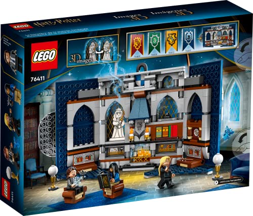 LEGO Harry Potter Ravenclaw House Banner Building Kit 76411-3D Harry Potter Room Wall Decoration, Great Gift Set for Boys Girls Kids, Hogwarts Castle Common Room, Luna Lovegood Minifigure and Wands