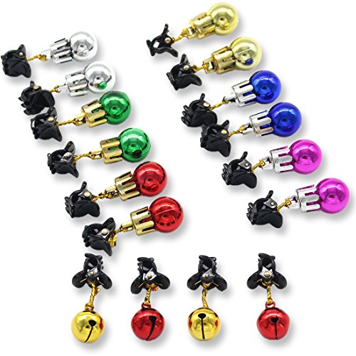 DecoTiny 16pcs Beard Ornaments. 4 Sounding Jingle Bells and 12 Colors of Christmas Baubles Great Gift Idea! (4 Bell+12 Baubles)