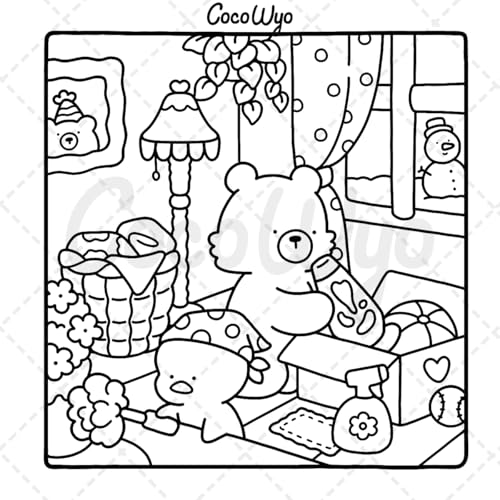 Comfy Days: Coloring Book for Adults and Teens Featuring Super Cute Animal Characters in Cozy Hygge Moments for Relaxation (Cozy Spaces Coloring)