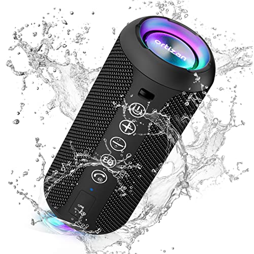 Ortizan Portable Bluetooth Speaker,IPX7 Waterproof Wireless Speakers with 24W Loud Stereo Sound,Deep Bass,Bluetooth 5.3,RGB Lights,Dual Pairing,30H Playtime for Home/Outdoor/Party/Beach,Gift Ideas