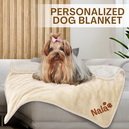 Personalized Dog Blanket with Name, Custom Blankets for Dog Bed Car, and Couch, Embroidered Waterproof Dog Blanket Soft and Comfortable for Small, Medium & Large Dogs, Best Gift for Pet Lovers…