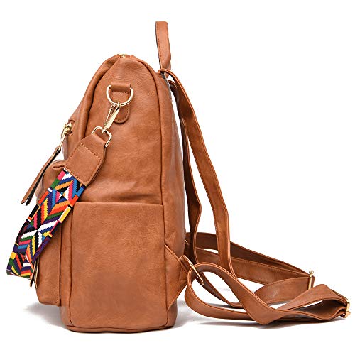 ZOCILOR Fashion Backpack Purse for Women Multipurpose Design Convertible Satchel Handbags and Shoulder Bag PU Leather Travel bag (Brown)