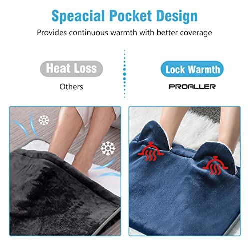 Electric Heated Foot Warmer Soft Flannel Foot Heater with 2h Auto Off & 3 Heat Levels Full Body Use Heating Pad for Feet, Abdomen, Cramps, Pain Relief Pocket Design 16" x 22"